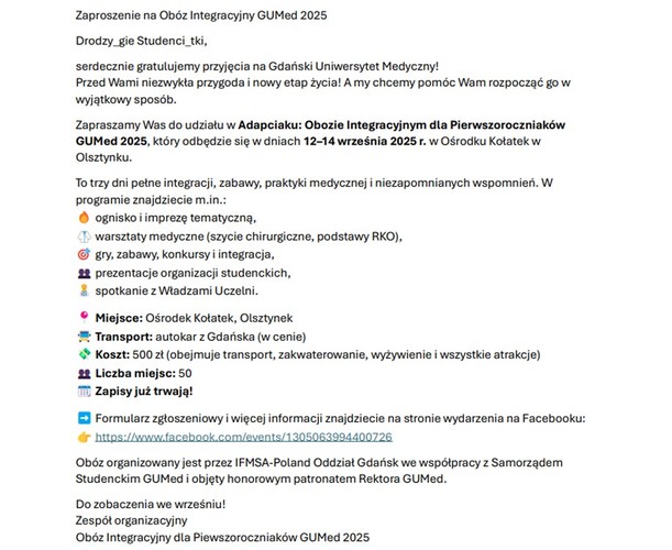 Obóz Integracyjny Adapciak 2025